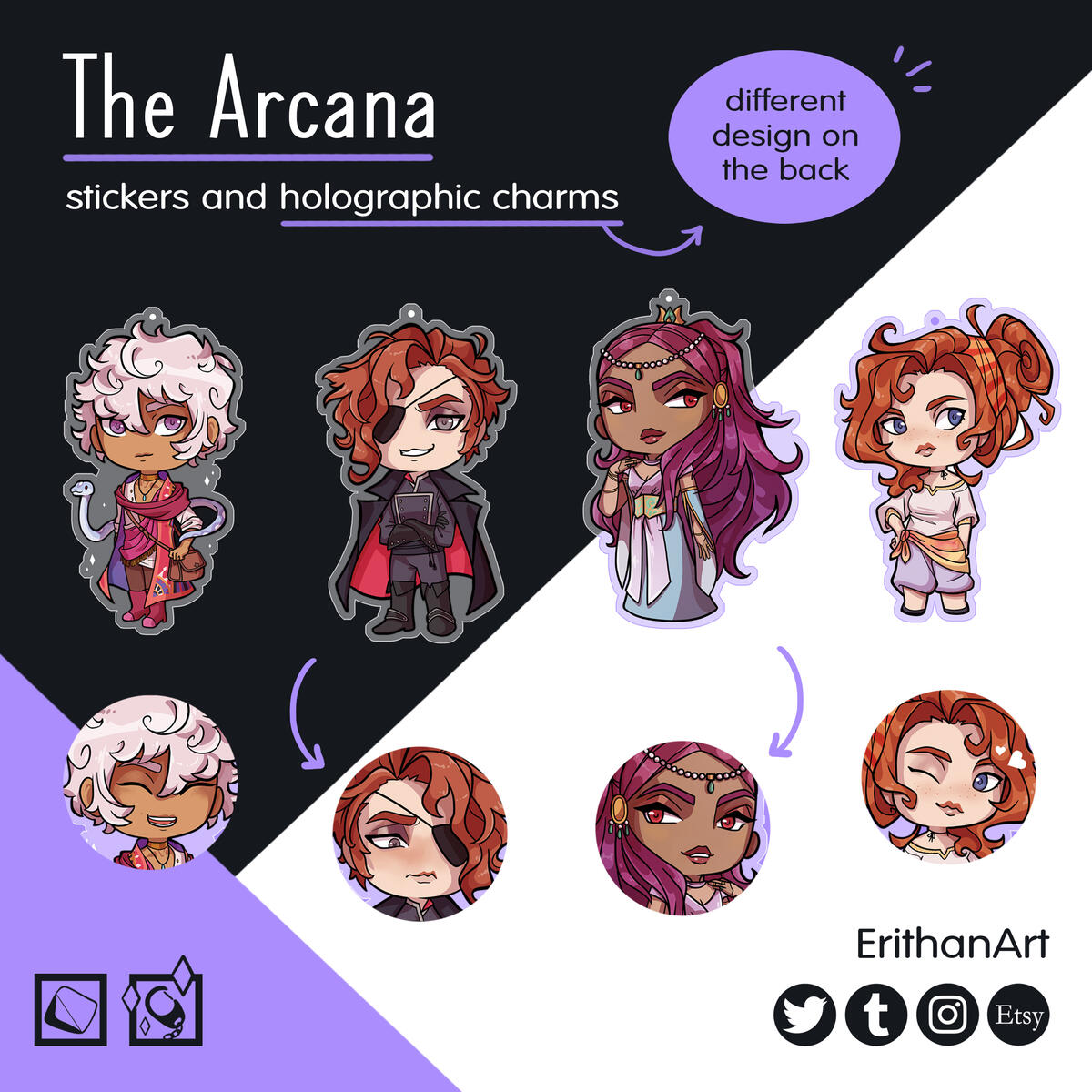 The Arcana (holográficos): Asra, Julian, Nadia, Portia