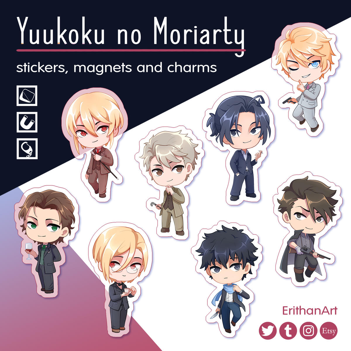 Yuukoku no Moriarty: William, Sherlock, Albert, Louis, Watson, Fred, Moran, Bonde